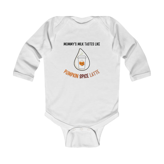 "Mommy's Milk Tastes Like Pumpkin Spice" Unisex Long Sleeve Cotton One-Piece Bodysuit (Limited Edition)