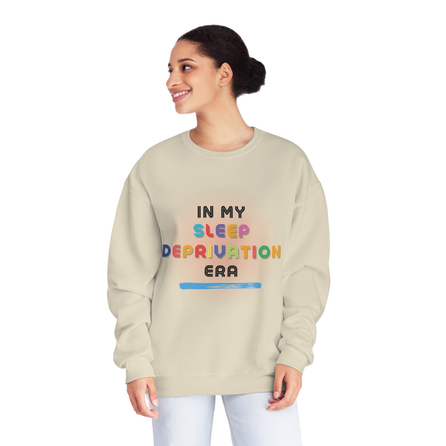 "In My Sleep Deprivation Era" Crewneck Sweater (Sandstone)